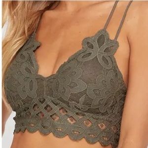 Olive Green Wishlist Bralette with back adjustable straps